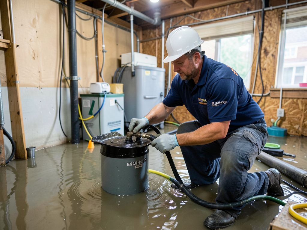 Sump pump failure cleanup and repair in the elizab